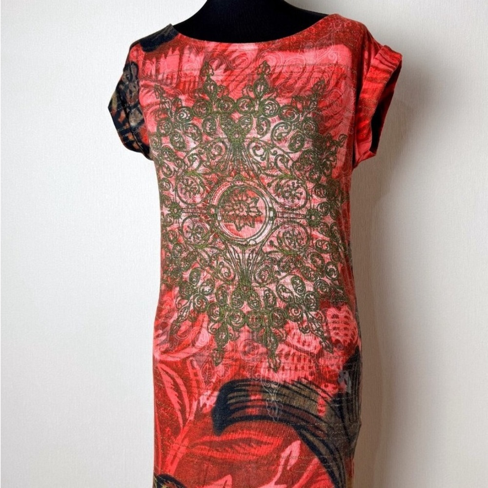 Orange and Black Short Sleeve Dress